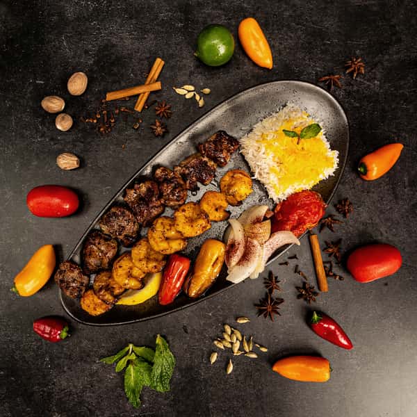 Lamb cubes & shrimp