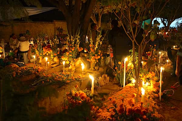 Cemetary in Oaxaca, MX, during Day of the Dead.