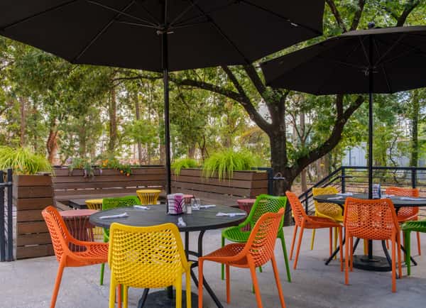 Enjoy the view of the Beltline's Northwest Trail on our patio.