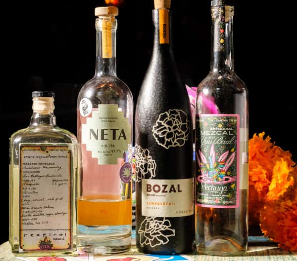 A few of the unique Mezcals on our menu.