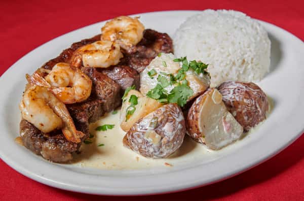 CHURRASCO CON CAMARONES / GRILLED SHELL STEAK WITH SHRIMP