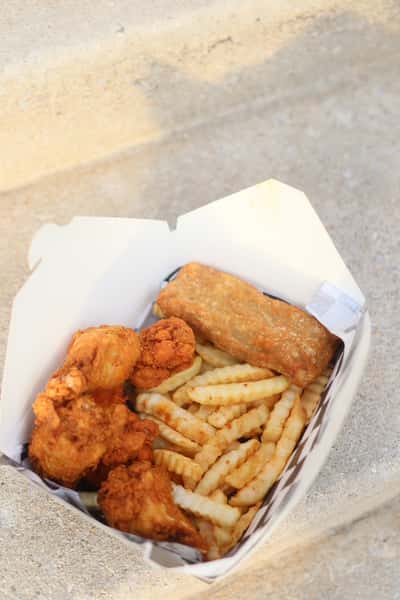 above shot of food order