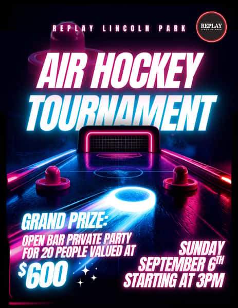 Think youāve got what it takes to own the table? šš„
Replayās Air Hockey Tournament is going down Sunday, September 6 starting at 3PM. Check in, jump into the bracket, and battle your way to the top while the tournament is livestreamed.
And the grand prize is huge: a private party for 20 people with a 2-hour open bar, valued at $600. šš
Sunday, September 6 | 3PM
Replay Lincoln Park | 21+
Tag the friend youād absolutely destroy at air hockey.
#replaylincolnpark #popup #airhockey #sunday