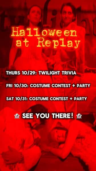 š ITāS HALLOWEEN WEEKEND AT REPLAY! š»š©ø
Weāve got a spooktacular lineup of events to keep the Halloween chaos going ALL weekend long. šøļøš¦
š§ THURSDAY: Join us for Twilight Trivia!
š FRIDAY: Dress to impress and enter our Halloween Costume Contest!
š§ SATURDAY: The costume chaos continues with another chance to show off your Halloween looks!
Grab your ghouls, rock your best costume, and come celebrate Halloween with us here at Replay! š»
š Replay Lincoln Park
š¤ 21+ | NO COVER | Walk-ins welcome
#replaylincolnpark #halloweenweekend #chicagohalloween #chicagoevents #chicagonightlife