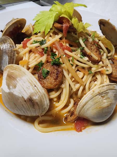 Portuguese Littlenecks over Linguine