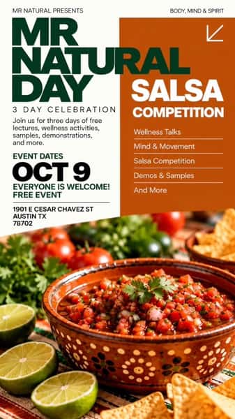 I didn’t dress up like this for a salad! 🍅 think your salsa has what it takes?  Enter Mr. Natural’s salsa Recipe contest and show us what you’ve got!  sign up before October 8th 👉🏼mrnaturalatx.com/events  #MrNaturalATX #SalsaContest #SalsaCompetition #AustinFoodies #eastaustin