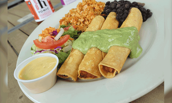 Flautas Plate. Vegan
