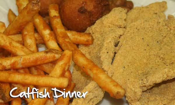 Fried catfish with fries