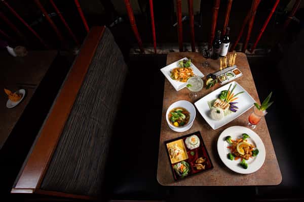 table of thai food