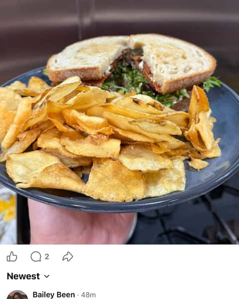 Colorado Grille - Best Burgers in the San Luis Valley just dropped BLT w/ House made chips and it hits with zero apologies 😈 6 pieces of apple wood bacon, toasted sourdough, crisp lettuce, sliced tomatoes, and garlic aioli stacked like it means business—backed up by house made potato chips with serious crunch. #ColoradoGrille #BLT #HouseMadeChips #NewItem
