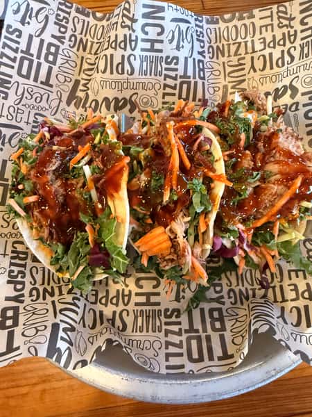 Spicy Peach Pork Tacos