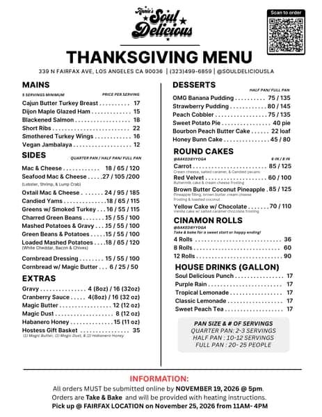 Thanksgiving Menu