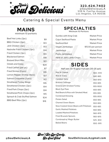 Catering menu