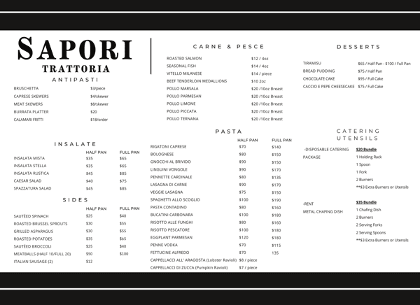 Sapori Catering 2024