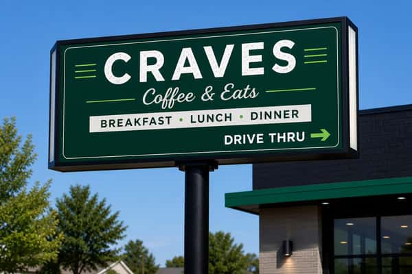 Large restaurant sign of Craves
