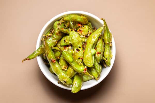 garlic chili edamame