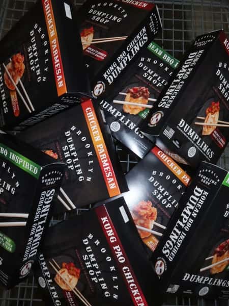 Boxes of Brooklyn Dumpling Shop frozen dumplings