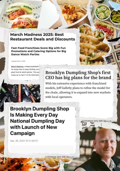 Snippets of press items about Brooklyn Dumpling Shop