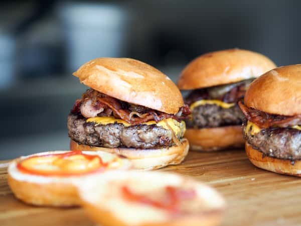 Burgers with cheese and bacon