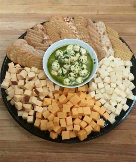 tray of cheese cut as cubes