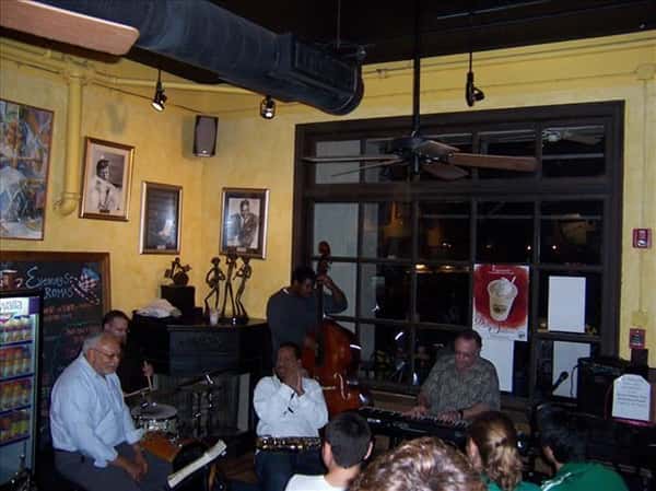inside of aromas with band playing