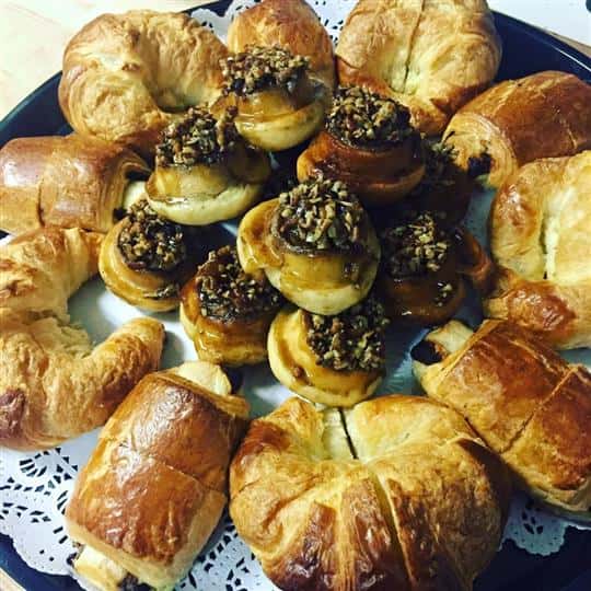 tray of croissants and pastries