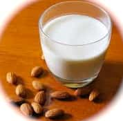 milk with almonds on a table