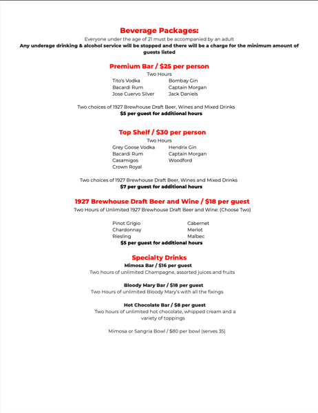 Private Lunch Menu