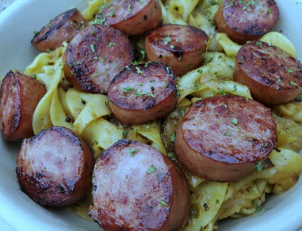 Cabbage & Noodles With Kielbasa