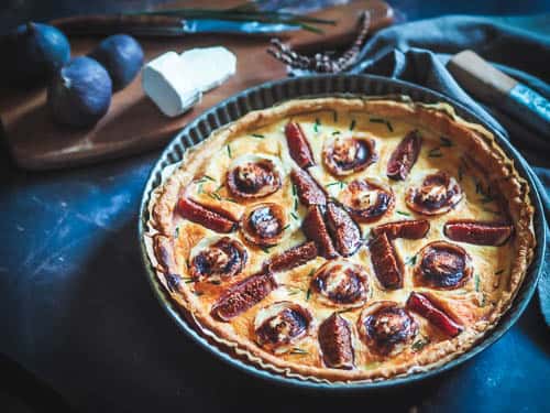 Goat Cheese & Fig Quiche (10" pie, 10 slices)
