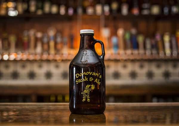 Jug with Donovan's Steak and Ale logo.