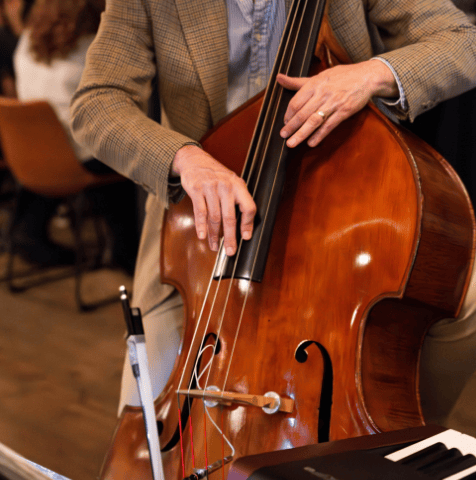 person playing a cello