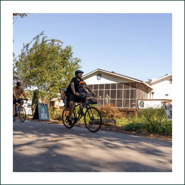 people riding bikes outside