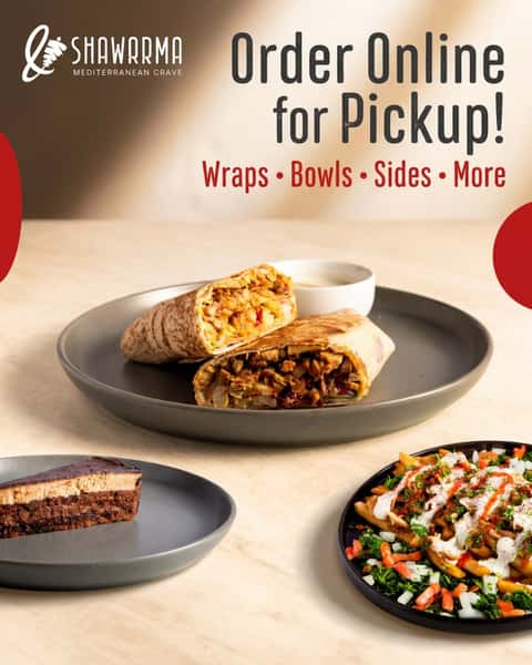 Wraps, bowls, sides, desserts, and more. Your shawarma run just got easier. 🌯
Order online for pickup!