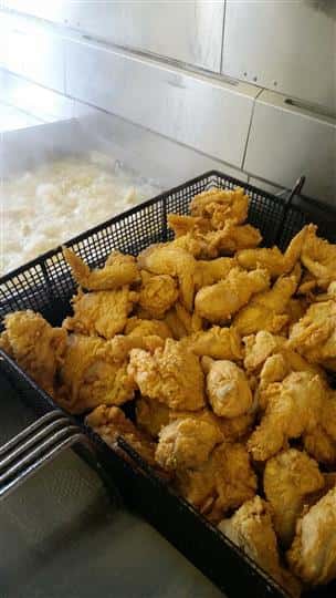 a tray of fried chicken