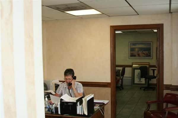 receptionist working