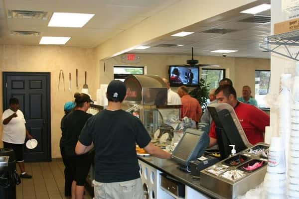 a line at the Abrams cash register