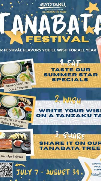 🌠 Six days, six tastes of Tanabata — and this is just the appetizer.
This week we’re counting down our Tanabata Star Festival menu, one dish a day: Una-Jyu Teishoku, Una-Jyu & Tenpura, Una-Jyu & Gyoza, Mini Una-Don & Somen, Mini Una-Don Somen & Gyoza... and closing out Saturday with our Watermelon Drink. 🍉
But here’s the thing — Tanabata isn’t just a week. It’s running through August 31, and every entrée you order sends $1 to @makeawishhawaii 💙
25 years of Gyotaku in Hawaiʻi. One star-filled festival. One good cause. Full menu at all three locations — Niu Valley, King Street, Pearl City — or tap the link in bio.
🎋 Tanabata Star Festival | July 7 – August 31
#GyotakuHawaii #TanabataFestival #OahuEats #HawaiiFoodie #808Eats MakeAWishHawaii