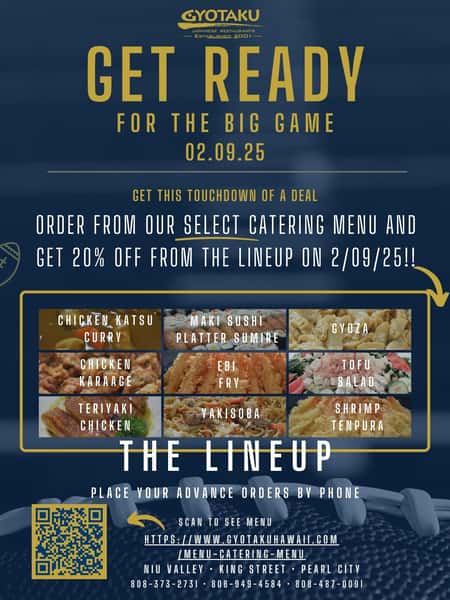 Superbowl promotional poster for select catering items