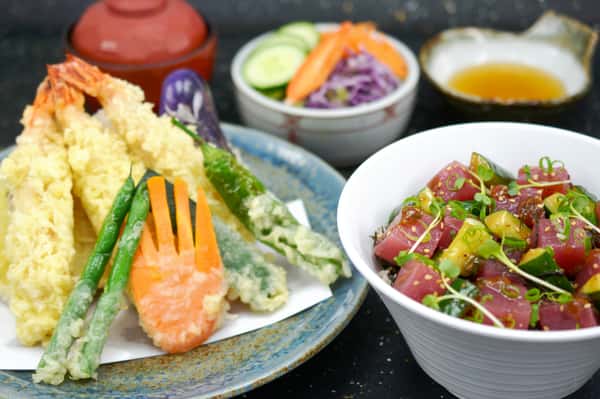 Black Tiger Shrimp Tenpura & Mini Poke Don Teishoku