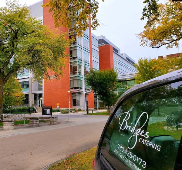 bridges catering van parked outside building