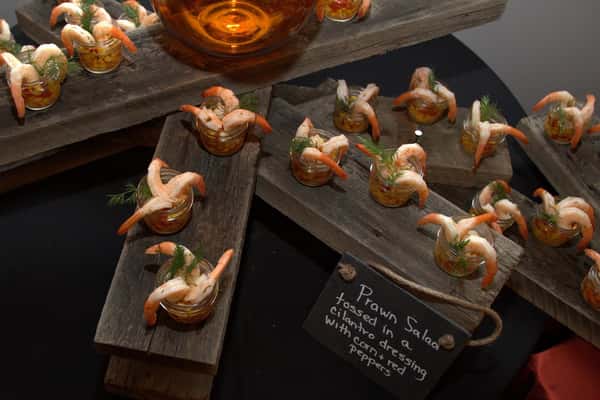 assortment of grilled shrimp cocktails