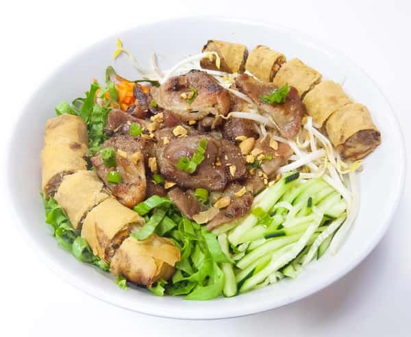 Vermicelli Noodle Salad Grilled Pork & 2 Pork Egg Rolls