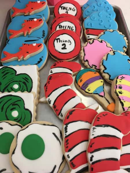 Dr. Seuss decorated sugar cookies