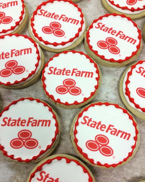State Farm logo decorated sugar cookies