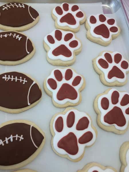 Football team decorated sugar cookies