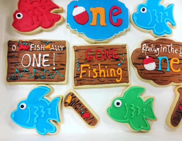 Fishing decorated sugar cookies