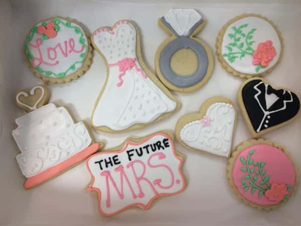Engagement decorated sugar cookies