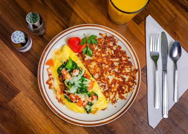 Spinach, Bacon & Tomato Omelette