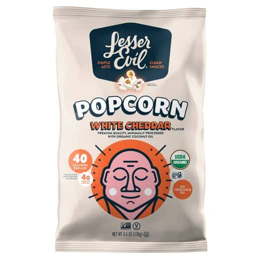 Lesser Evil Organic Popcorn, White Cheddar